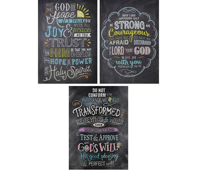 Bible Verses in Chalk Rejoice Inspire U Poster 3-Pack
