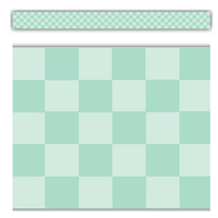 Cool for School Green Checkers Straight Border Trim*