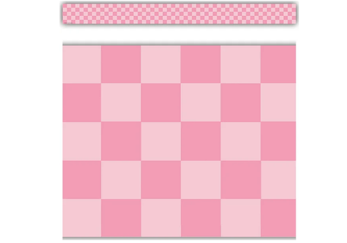 Teacher Created Resources Cool for School Pink Checkers Straight Border Trim*
