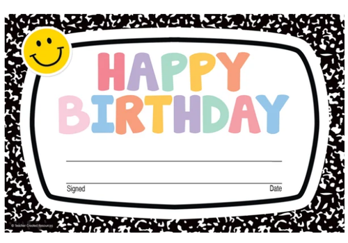 Teacher Created Resources Cool for School Happy Birthday Awards