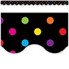 Multicolor Dots on Black Scalloped Border Trim*