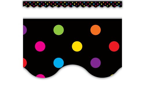 Teacher Created Resources Multicolor Dots on Black Scalloped Border Trim