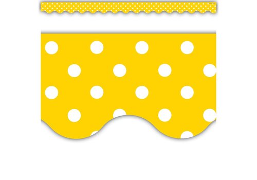 Teacher Created Resources Yellow Mini Polka Dots Scalloped Border Trim