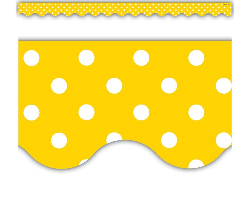 Yellow Mini Polka Dots Scalloped Border Trim*