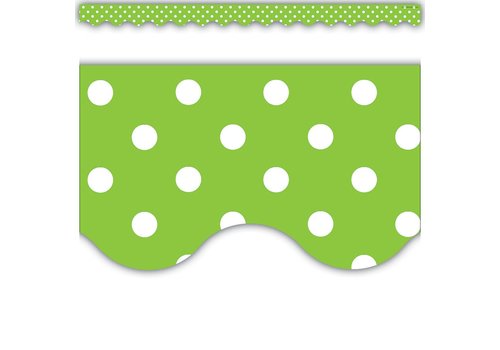 Teacher Created Resources Lime Polka Dots Scalloped Border Trim