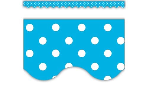 Teacher Created Resources Aqua Polka Dots Scalloped Border Trim