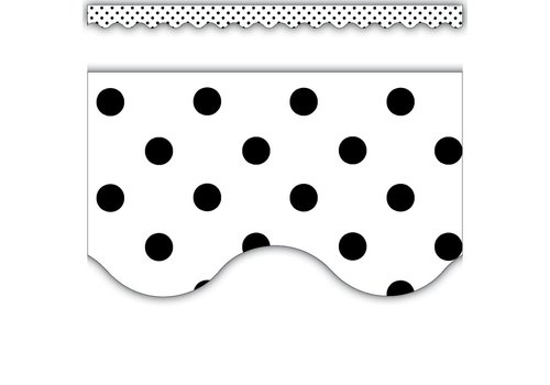 Teacher Created Resources Black Polka Dots on White Scalloped Border Trim