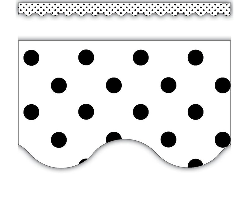 Black Polka Dots on White Scalloped Border Trim