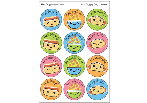Trend Enterprises Hot Diggity Dog, Hot Dog scent Scratch 'n Sniff Stinky Stickers®*