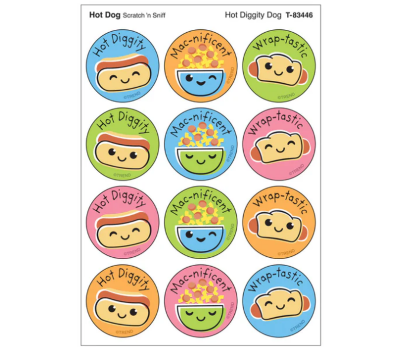 Hot Diggity Dog, Hot Dog scent Scratch 'n Sniff Stinky Stickers®*