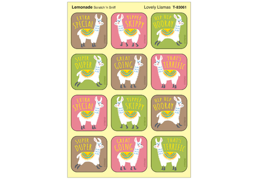 Trend Enterprises Lovely Llamas, Lemonade scent Scratch 'n Sniff Stinky Stickers®*