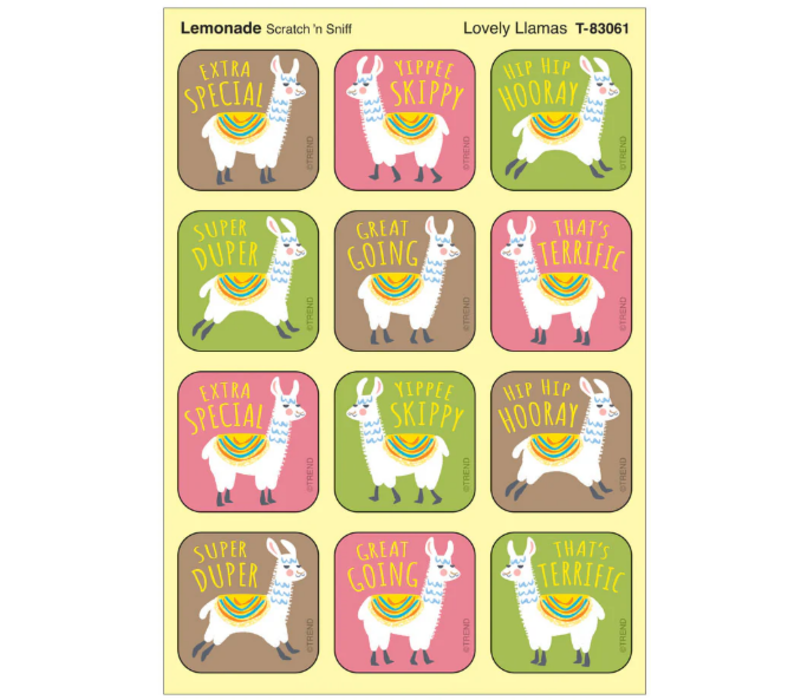 Lovely Llamas, Lemonade scent Scratch 'n Sniff Stinky Stickers®*
