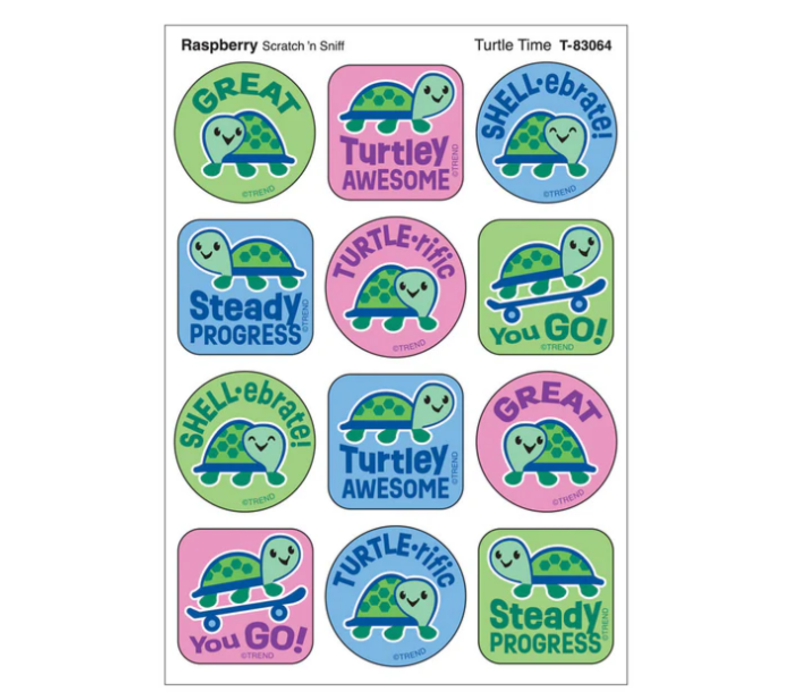 Turtle Time, Raspberry scent Scratch 'n Sniff Stinky Stickers®*