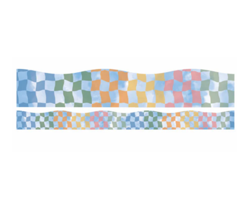 S'Cool  Rainbow Checkered Sky Extra Wide Deco Trim*