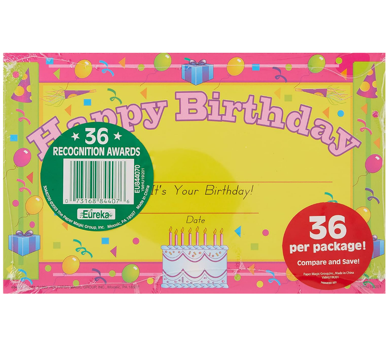 Happy Birthday Recognition Awards (D)*