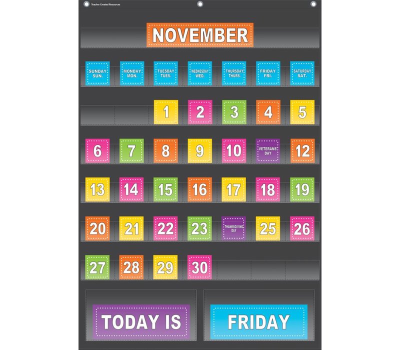 Black Calendar Pocket Chart (25" x 36")