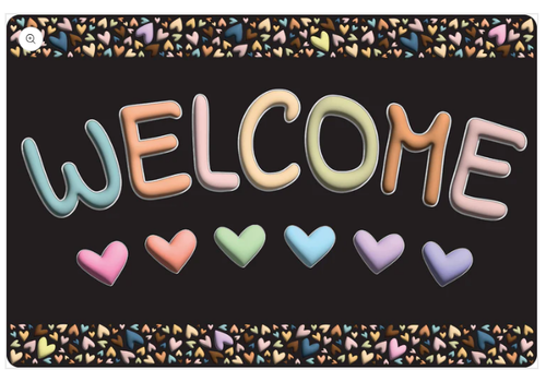 ASHLEY PRODUCTIONS Pastel Hearts Welcome Floor Mat* (15.5" x23.5") *
