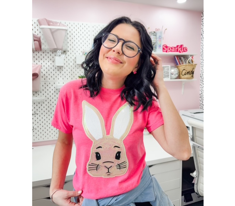 Oh Bunny Pink Sequin Tee - medium*