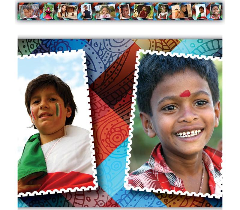 Multicultural Kids Postcards Border