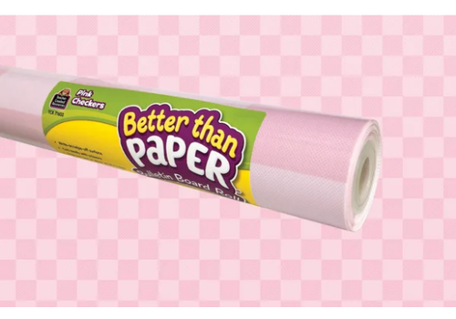 Teacher Created Resources Better Than Paper Bulletin Board Roll-  Pink Checkers *