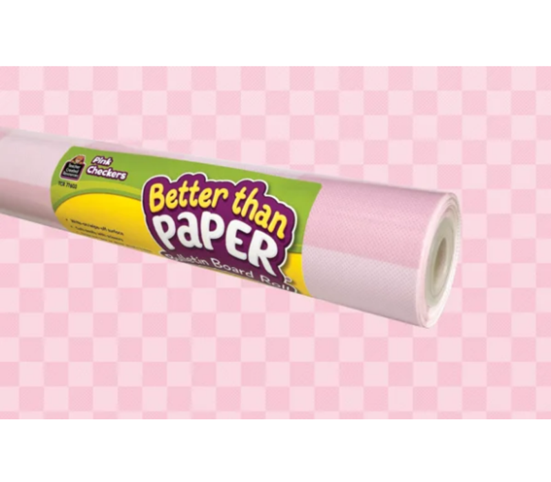 Better Than Paper Bulletin Board Roll-  Pink Checkers *