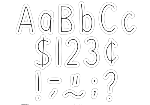Teacher Created Resources Black on White Hand Drawn 4" Letters Combo Pack*