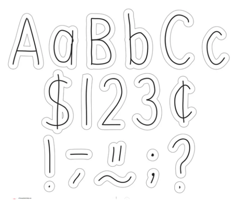 Black on White Hand Drawn 4" Letters Combo Pack*