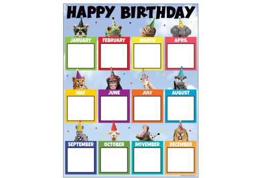 Teacher Created Resources Go Wild Animals Happy Birthday Chart*