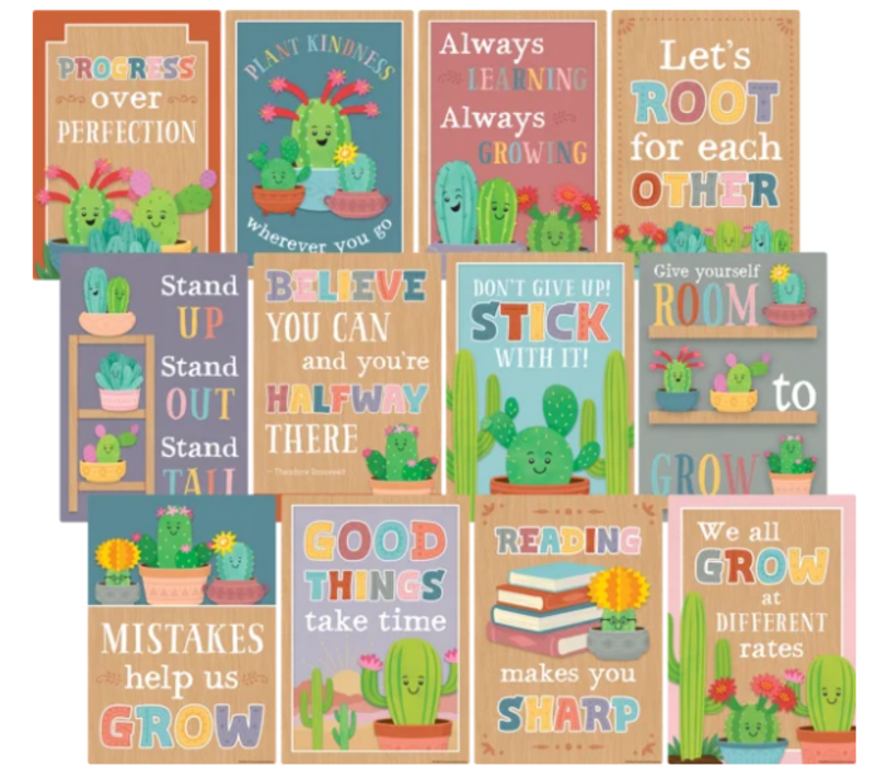 Happy Cactus Crew Positive Sayings Small Poster Pack*