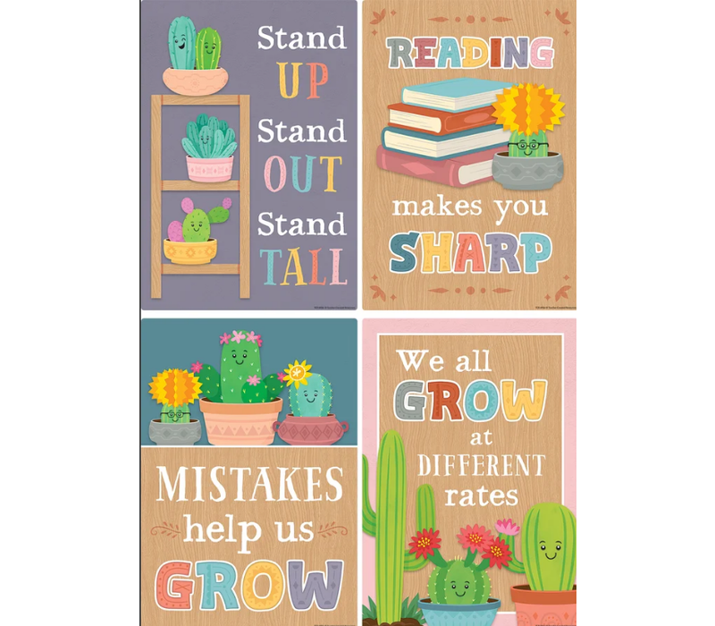 Happy Cactus Crew Positive Sayings Small Poster Pack*