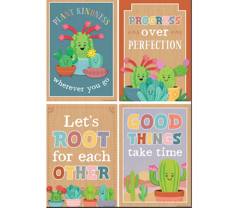 Happy Cactus Crew Positive Sayings Small Poster Pack*