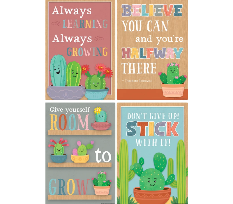 Happy Cactus Crew Positive Sayings Small Poster Pack*
