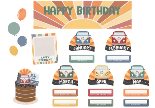 Creative Teaching Press Moving Mountains Road Trip Happy Birthday Mini Bulletin Board*