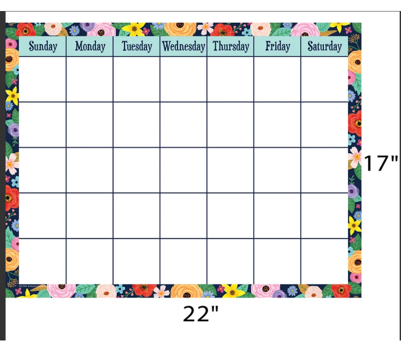 Wildflowers Calendar Chart