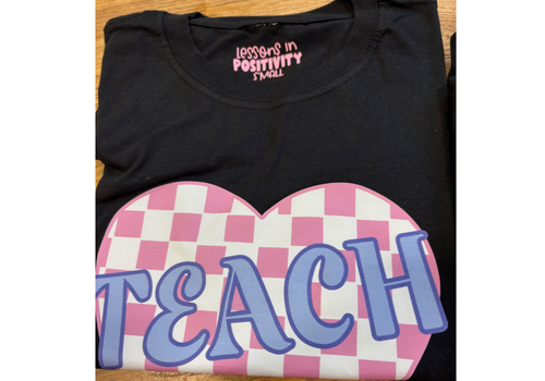 Lessons In Positivity Checkered Teach T-Shirt  Large*