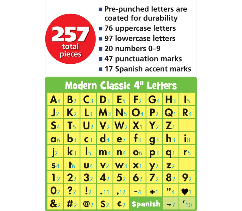 Light Turquoise Modern Classic Punch-Out Letters 4"