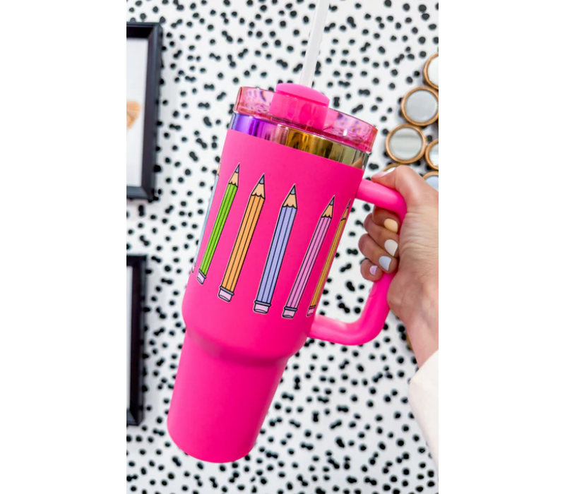 40oz Pencil Tumbler- Hot Pink*