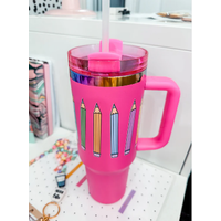 40oz Pencil Tumbler- Hot Pink*