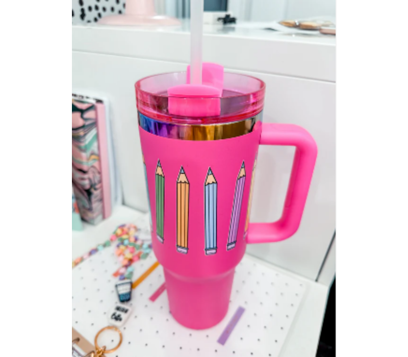 40oz Pencil Tumbler- Hot Pink*