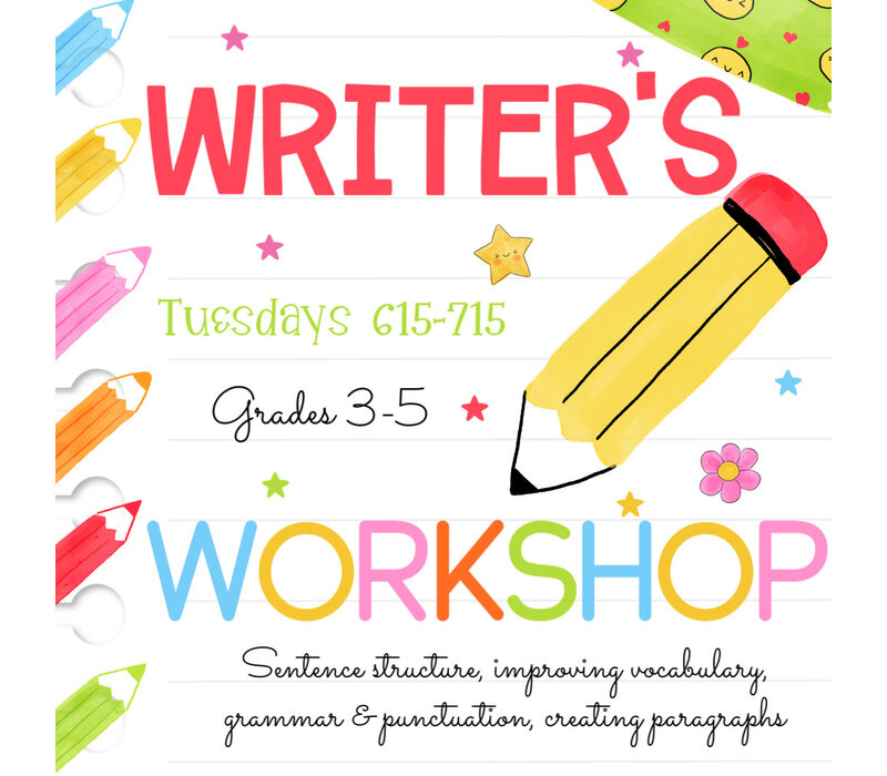 Writer's Workshop - FALL 2026 - Grades 3-5,   Tuesdays 6:15-7:15pm