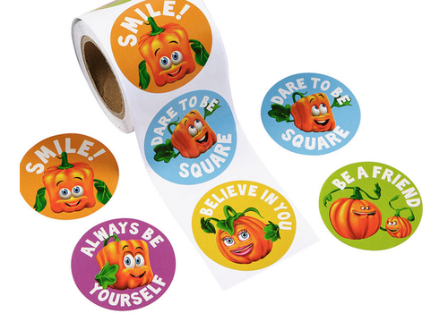 fun express Halloween Spookley the Square Pumpkin™ Sticker Roll - 100 Pc.
