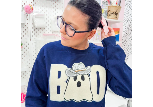 Lessons In Positivity Howdy Boo Chenille Sweatshirt- large*