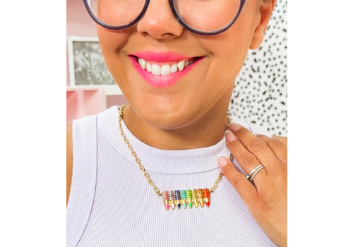 Lessons In Positivity Rhinestone Crayons Necklace*