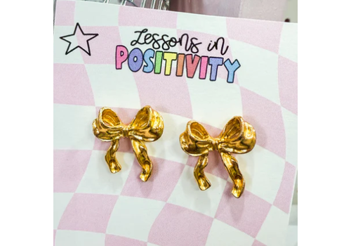 Lessons In Positivity Metal Bow Tie Earrings*