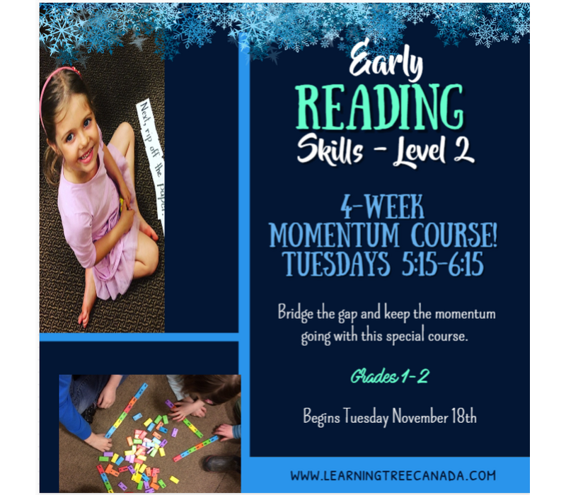 4 Week MOMENTUM  Early Reading Skills  - Level 2 FALL  2025 Tuesdays 5:15-6:15pm