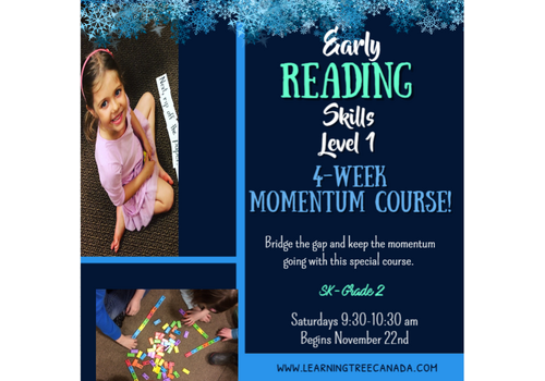 4 Week MOMENTUM  Early Reading Skills  - Level 1 FALL  2024  Saturdays 9:30-10:30am