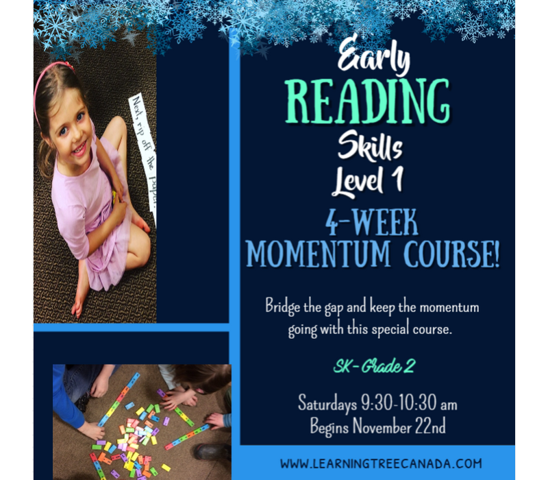 4 Week MOMENTUM  Early Reading Skills  - Level 1 FALL  2024  Saturdays 9:30-10:30am