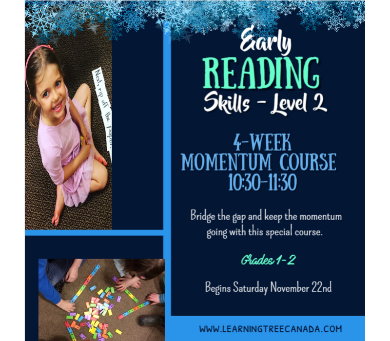 4 Week MOMENTUM  Early Reading Skills  - Level 2 FALL 2024  Saturdays 10:30-11:30am
