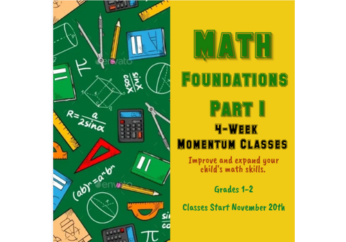 4 Week MOMENTUM Math Foundations - Level 1 FALL 2024 Thursdays 4:15-5:15pm