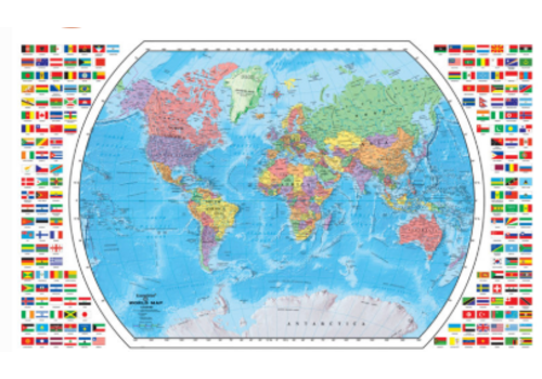 REPLOGLE GLOBES Replogle Laminated World  Map*
